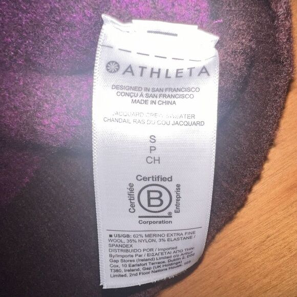 NEW Athleta Jacquard Merino Wool Stretch Ombre Sweater Women's size S Pink/Brown - Picture 7 of 8